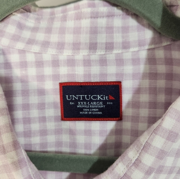 Untuck It Men's Lavender Linen Checkered Shirt. Size XXX Large - Picture 2 of 8